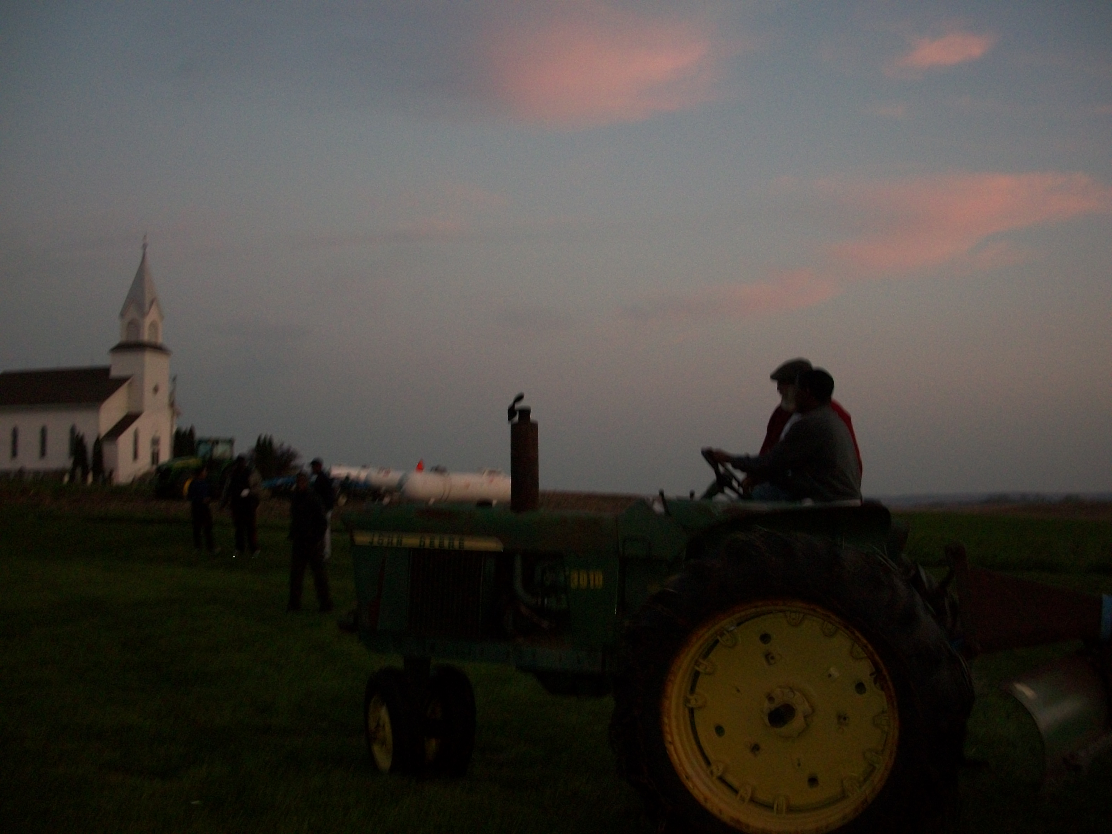 tractor in Gunder at sunset