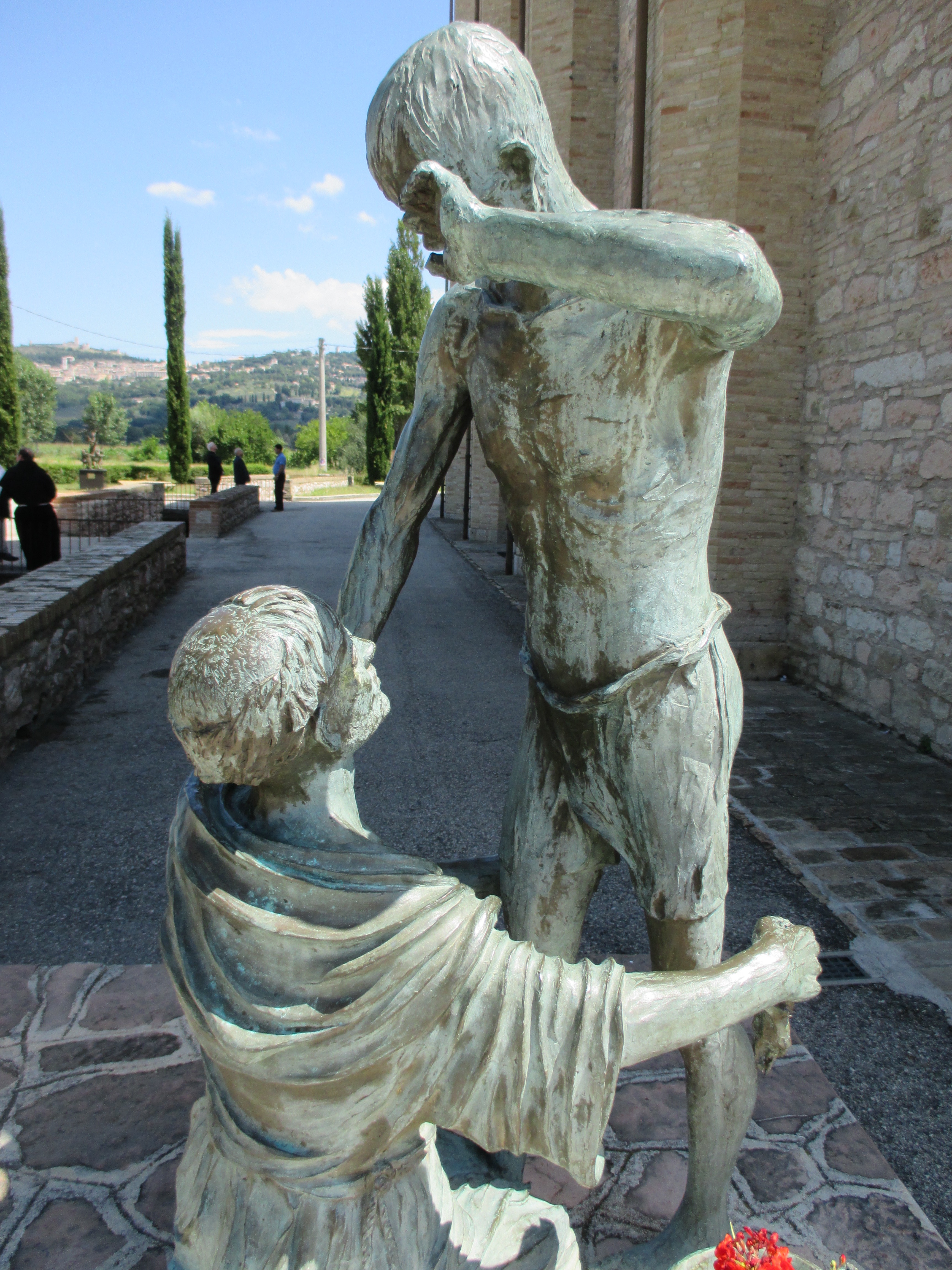 "St. Francis and The Leper sculpture at Rivo Torto, Assisi" photo by Julia Walsh FSPA