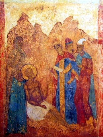 fresco depicting Job and his friends