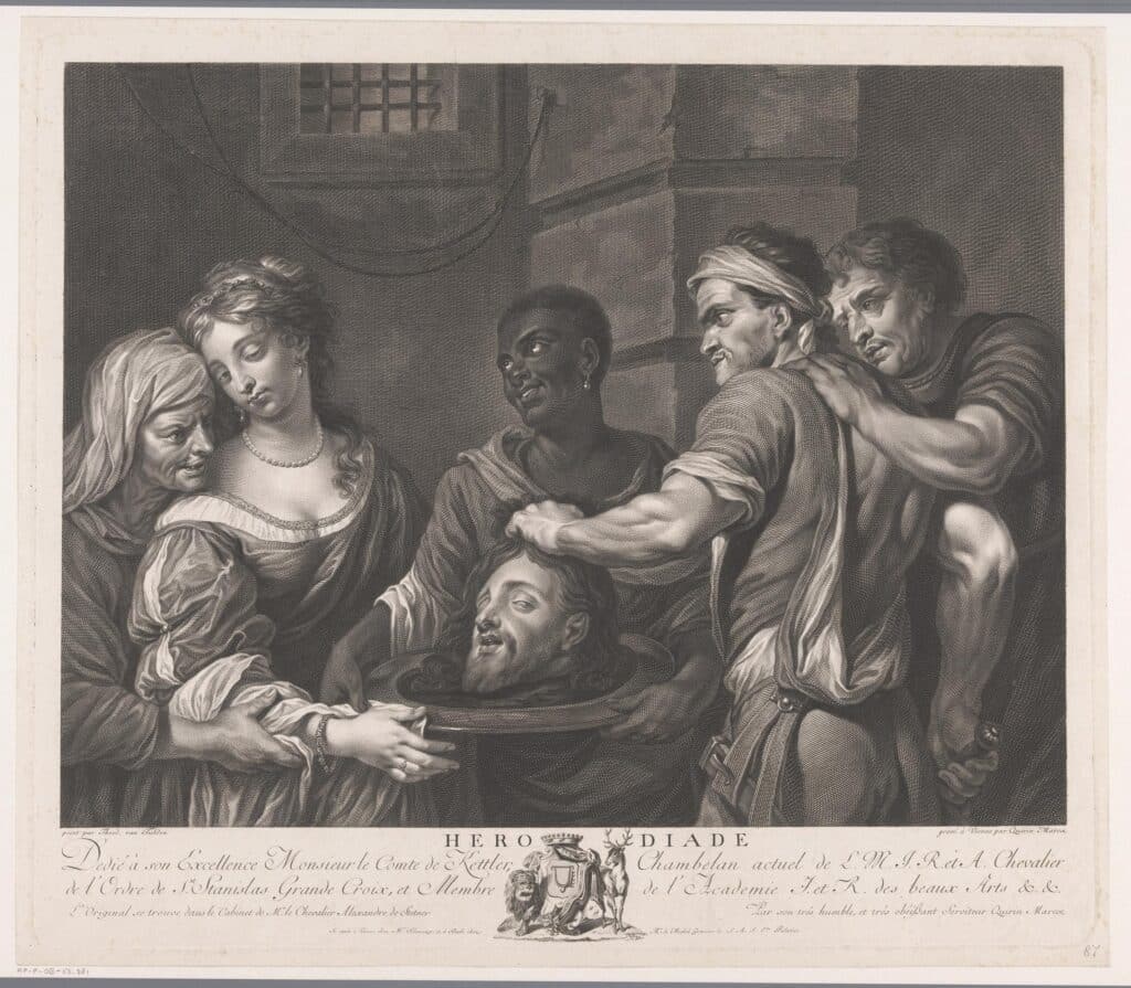 Salome and Herodias receive the head of John the Baptist from the executioner by Quirin Mark
