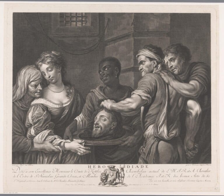 Salome and Herodias receive the head of John the Baptist from the executioner by Quirin Mark