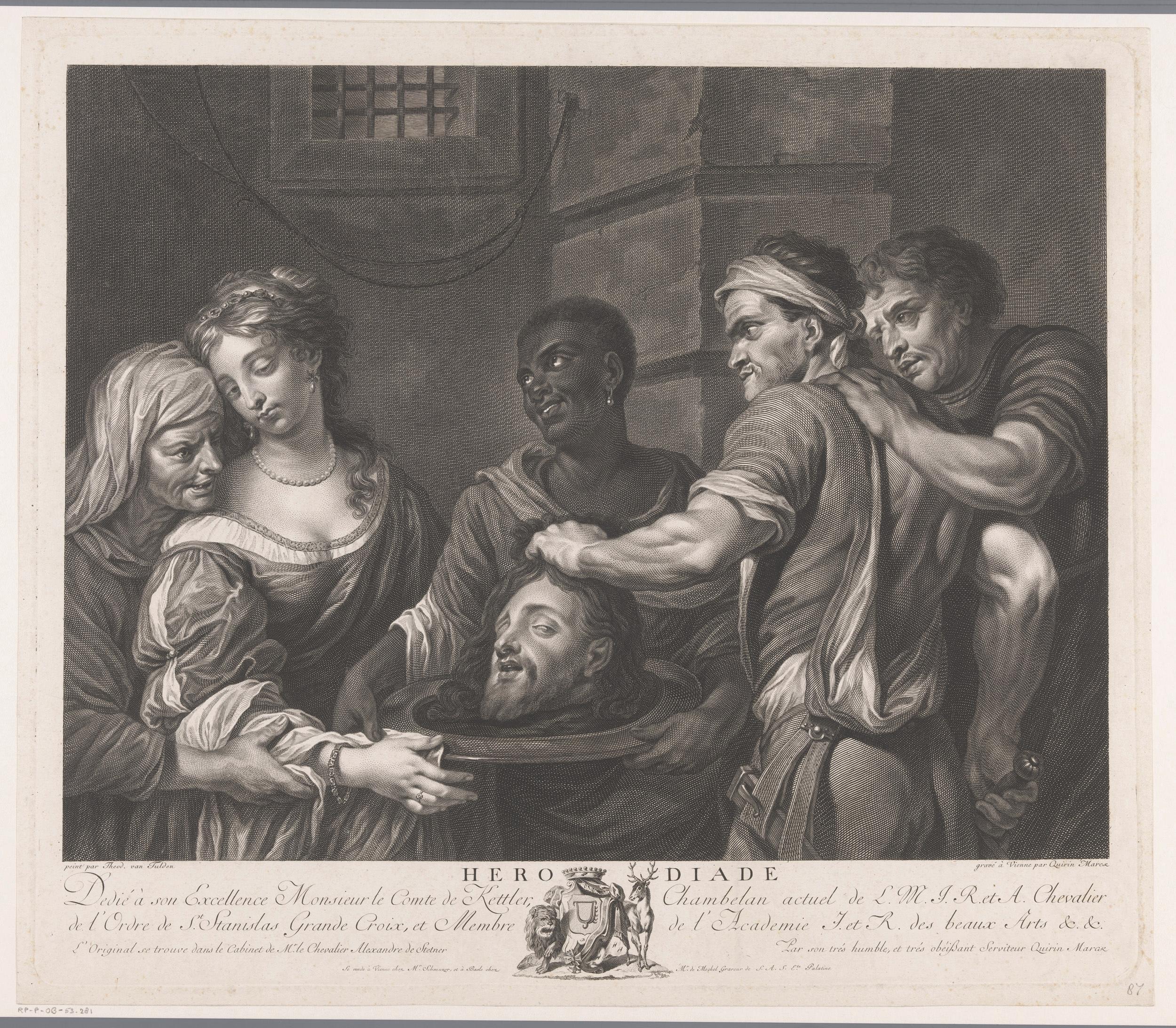 Salome and Herodias receive the head of John the Baptist from the executioner by Quirin Mark