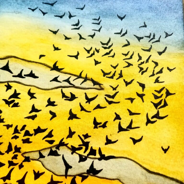 watercolor-image-bird flock