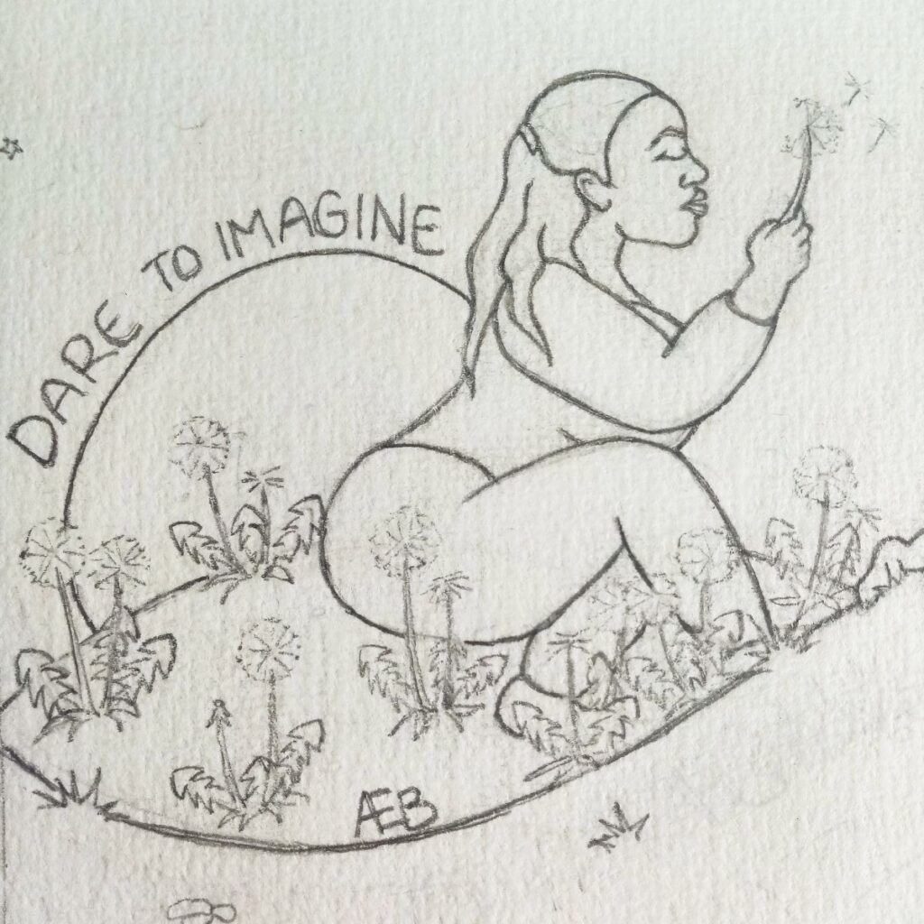 pencil-sketch-woman-flowers-dare-to-imagine-annemarie-barrett