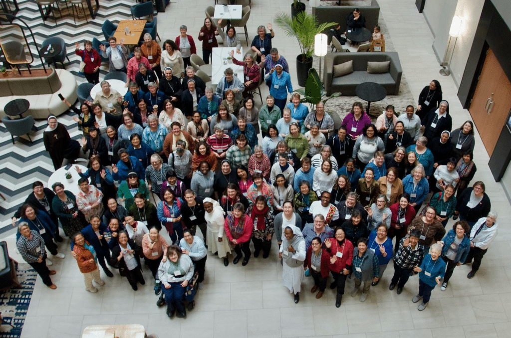 large-group-of-women-overhead-view